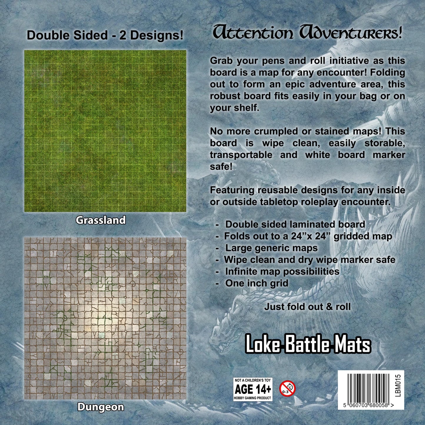 Battle Mat Board: Dungeon And Grassland