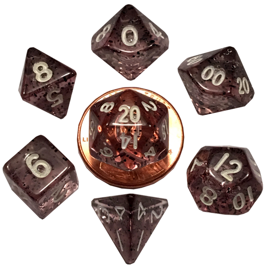 Ethereal Black with White Numbers, 10mm Mini Dice Set
